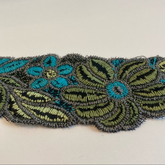 Blue Green Floral Flower Trim Embroidery 2" 3yds Sewing Ribbon Apparel - Picture 4 of 13